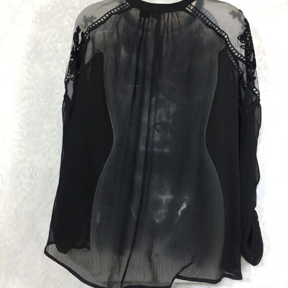 Hayden Women's Mesh Floral Lace and Sheer Peasant Blouse Size S - Picture 4 of 7